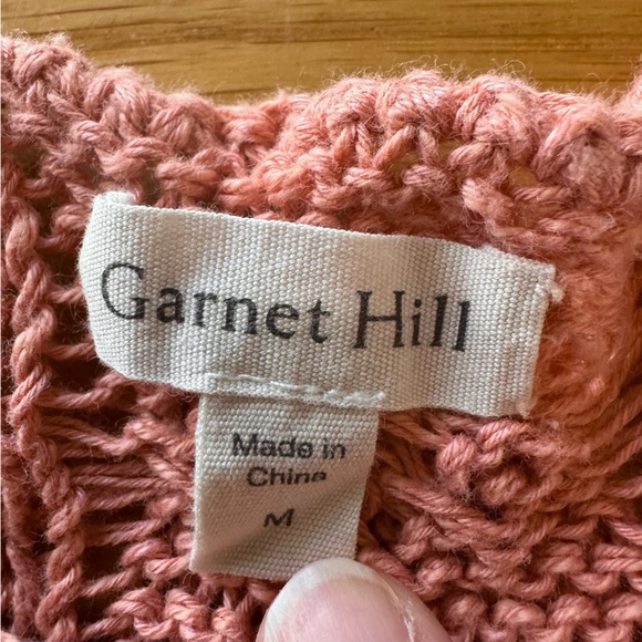 Garnett Hill Linen & Cotton Cabled Pullover in Desert Bloom Pink Size M - Picture 4 of 11